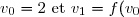 v_0 = 2 \text{ et } v_1 = f(v_0) = f(2) = \frac53